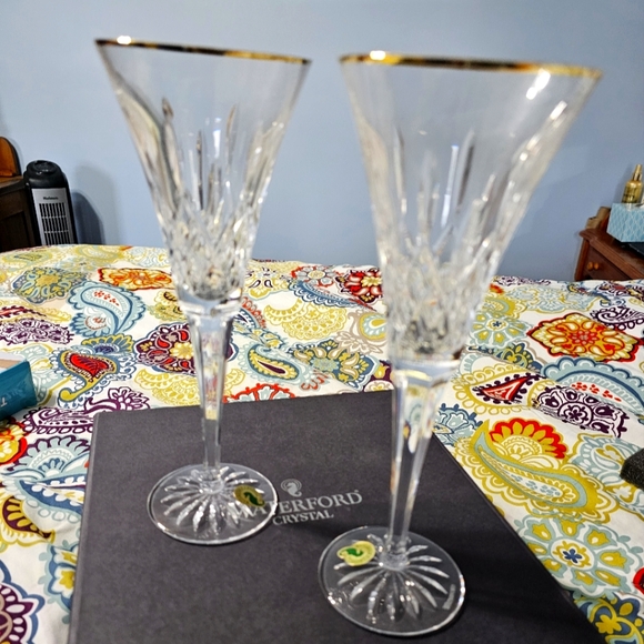 Waterford Crystal Other - Waterford Lismore Golden Toasting Flutes, Set of 2